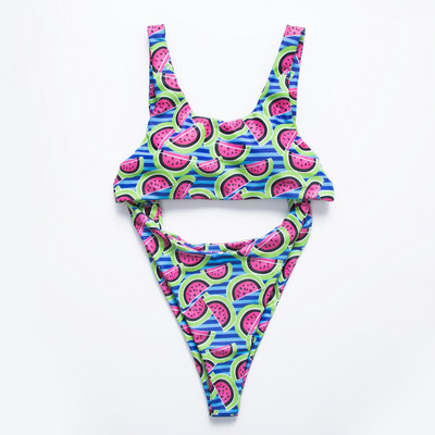 Modern egész fürdőruha színes motívummal