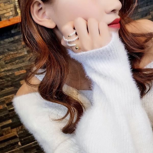 Modern női gyöngy gyűrű