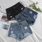 Női farmer rövidnadrág szakadt motívumokkal