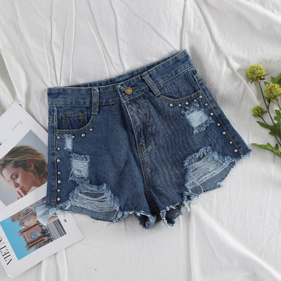 Női farmer rövidnadrág szakadt motívumokkal