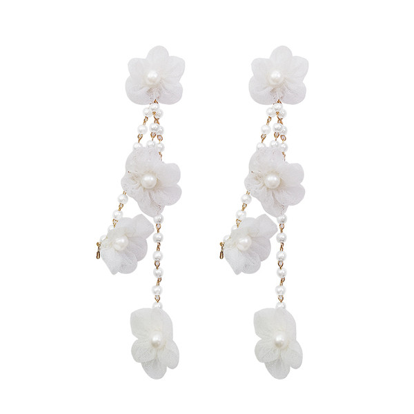 Stílusos női hosszú fülbevaló két színben gyöngyökkel