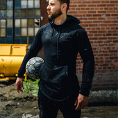 Ανδρική μπλούζα σπορ σε δύο χρώματα με κουκούλα και τσέπες