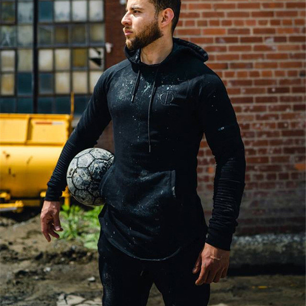 Ανδρική μπλούζα σπορ σε δύο χρώματα με κουκούλα και τσέπες