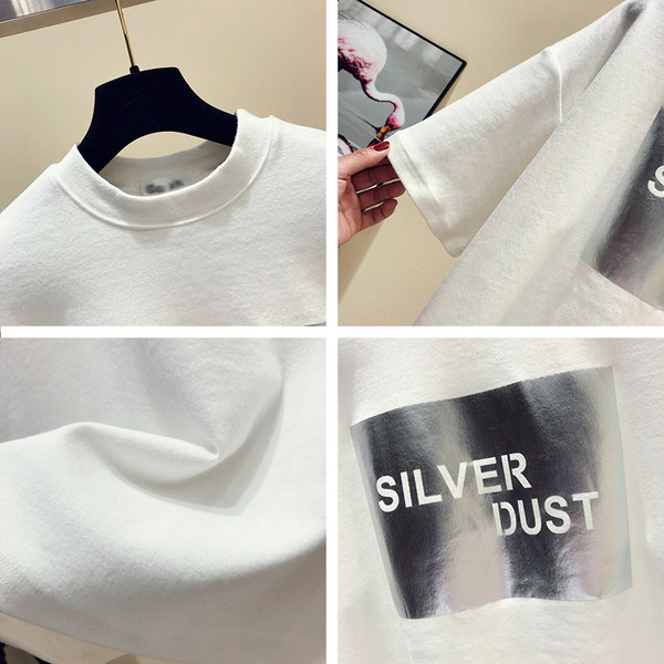 Tricou de dama modern cu decolteu O in trei culori cu aplicatie