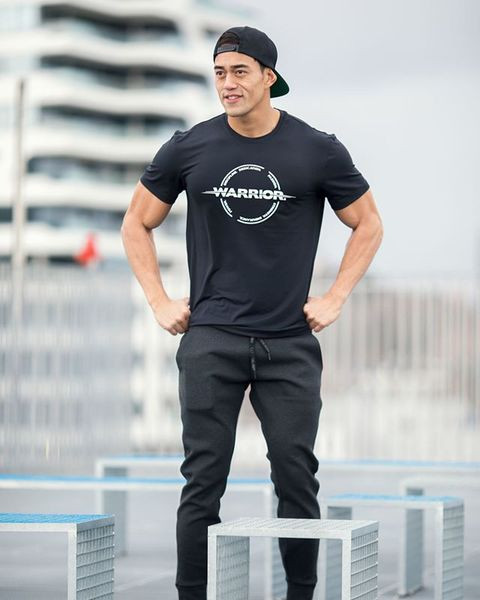 Férfi sportpóló két színben, rátéttel