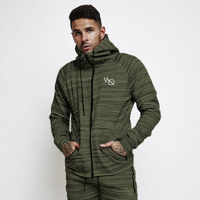 Férfi sportpulóver két színben hímzéssel