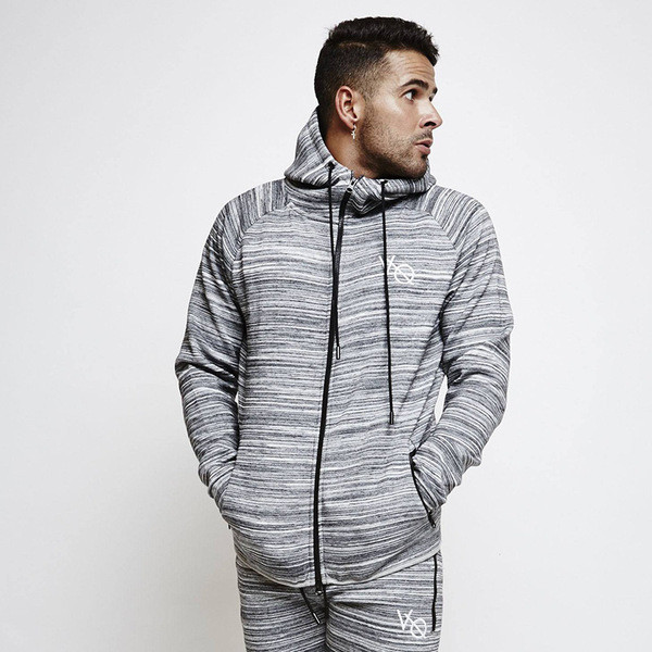 Férfi sportpulóver két színben hímzéssel