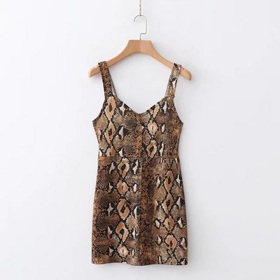 Stílusos női ruha vastag pántokkal és állatmintával