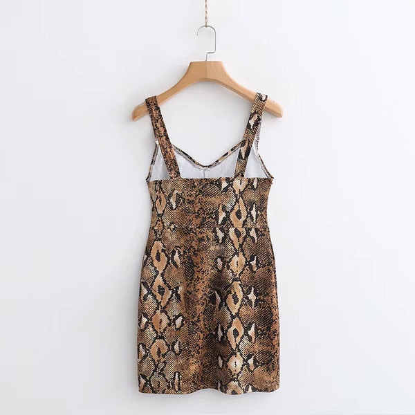 Stílusos női ruha vastag pántokkal és állatmintával