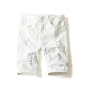 Modern férfi farmer fehér és fekete színben, szakadt motívumokkal