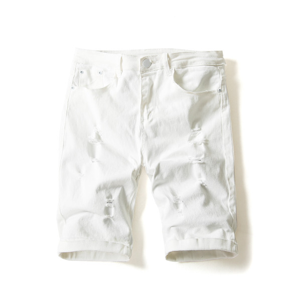 Modern férfi farmer fehér és fekete színben, szakadt motívumokkal