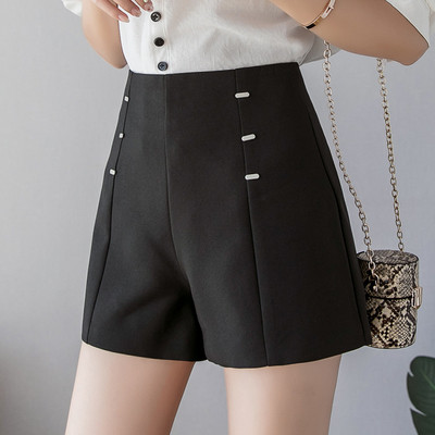 Kockás női rövidnadrág magas derékkal