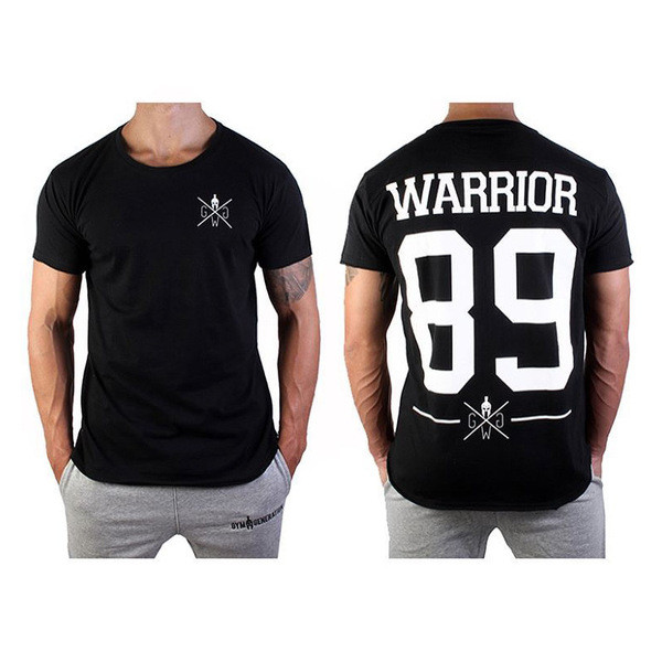 Modern férfi póló fekete és zöld színben, rátéttel