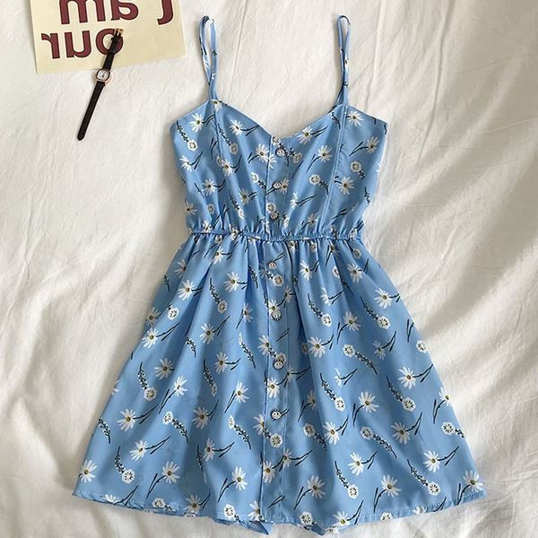 Hétköznapi női overall vékony pántokkal, virágos motívummal