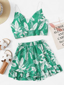 Set modern pentru femei din două părți în verde și galben