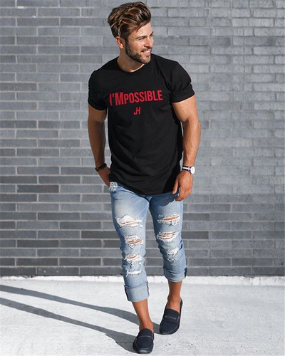 Modern férfi póló két színben felirattal