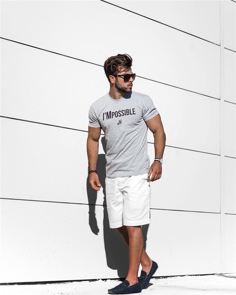 Modern férfi póló két színben felirattal