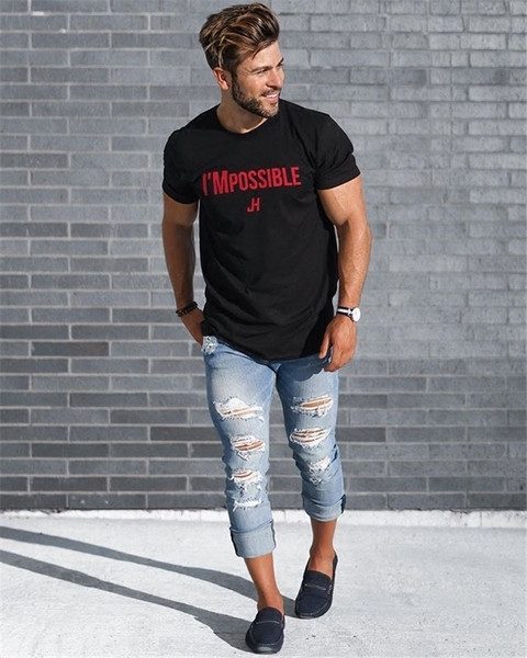 Modern férfi póló két színben felirattal