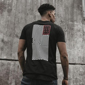 Tricou modern pentru bărbați alb-negru cu aplicație