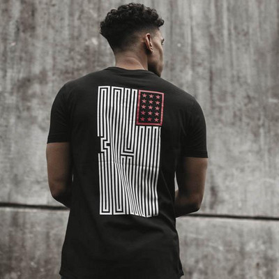 Tricou modern pentru bărbați alb-negru cu aplicație