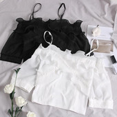 Bluză de damă modernă în alb și negru - model scurt