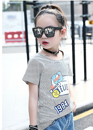 Gyermek póló lányoknak rátéttel - két színben