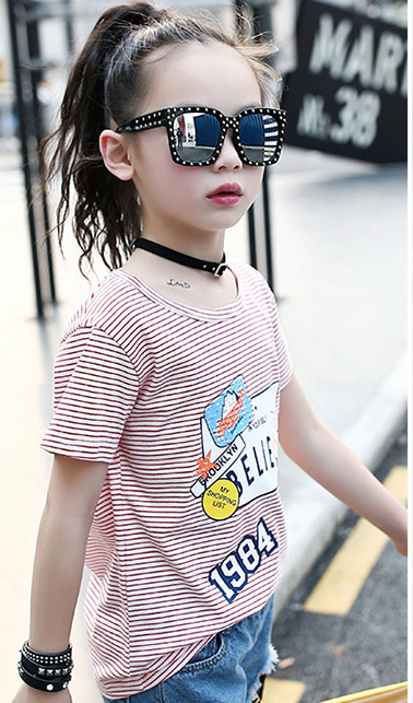 Gyermek póló lányoknak rátéttel - két színben