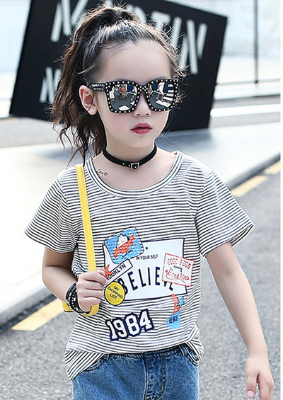 Gyermek póló lányoknak rátéttel - két színben