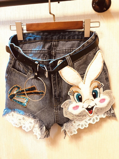 Új modell női rövidnadrág magas derékkal és egy elem - csipke