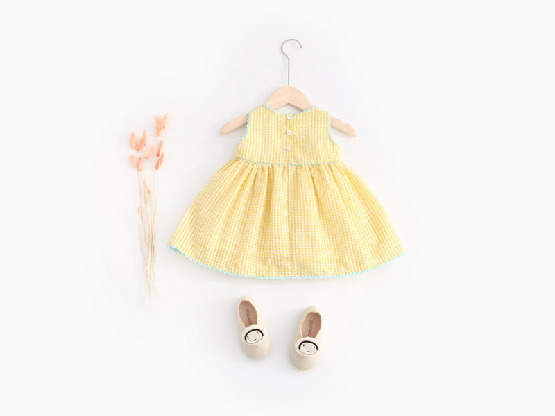 Sárga kockás gyerekruha lányoknak