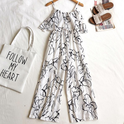 Stílusos női overall vékony pánttal és mintával