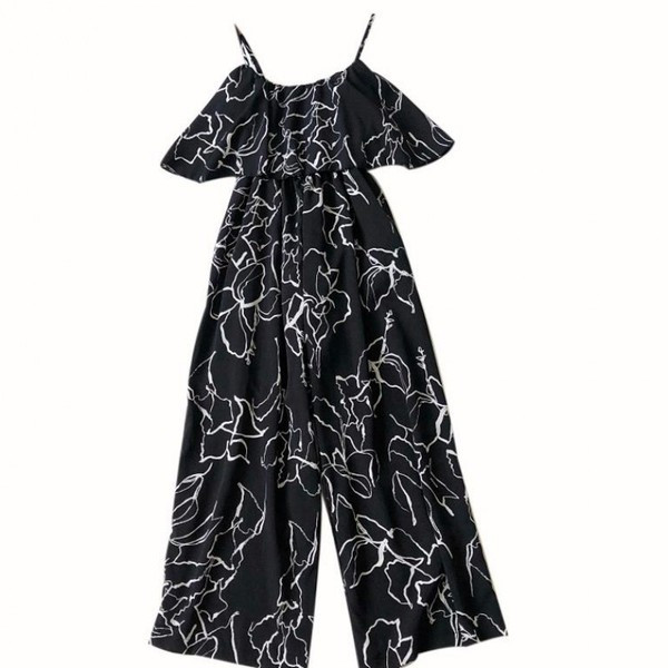 Stílusos női overall vékony pánttal és mintával