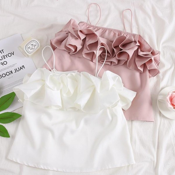 Modern női felső, vékony pántokkal, négy színben