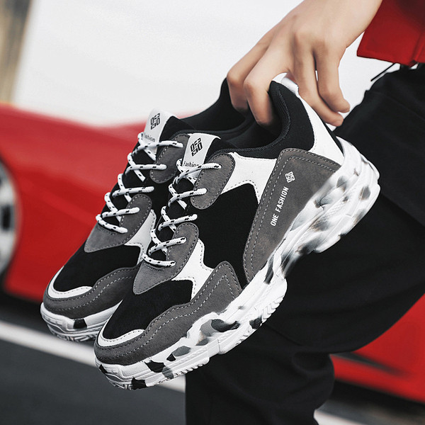 Stílusos férfi tornacipő vastag talppal, három színben