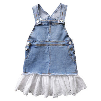 Μοντέρνο παιδικό φόρεμα με  λουριά με μπλε χρώμα