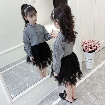 Модерна детска риза в сив цвят за момичета 