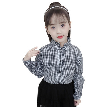 Модерна детска риза в сив цвят за момичета 