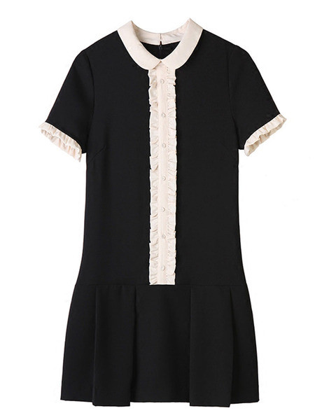 Elegáns női ruha rövid ujjú fekete színben
