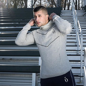 Férfi sportpulóver három színben zsebekkel és hímzéssel