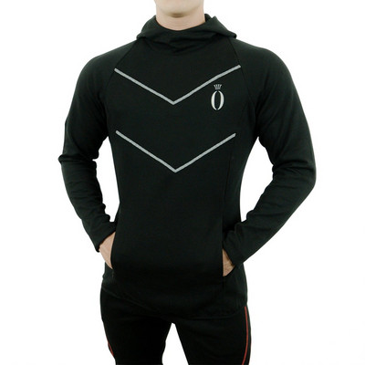 Férfi sportpulóver három színben zsebekkel és hímzéssel