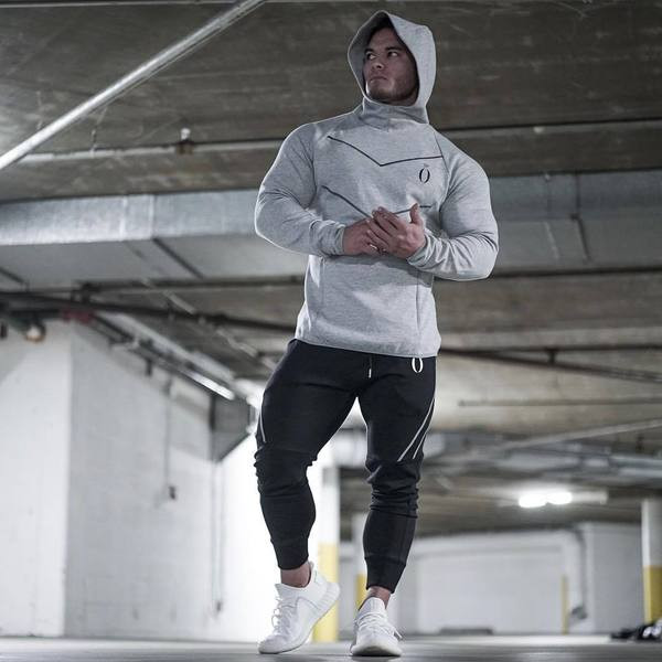 Férfi sportpulóver három színben zsebekkel és hímzéssel