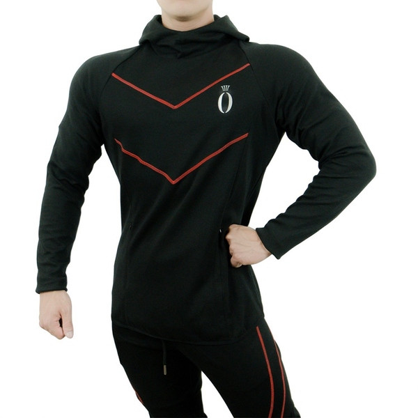 Férfi sportpulóver három színben zsebekkel és hímzéssel