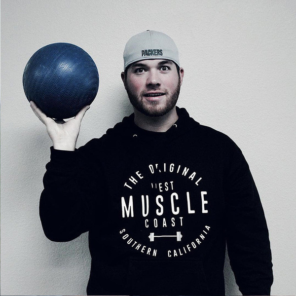 Modern férfi pulóver két színben felirattal és kapucnival