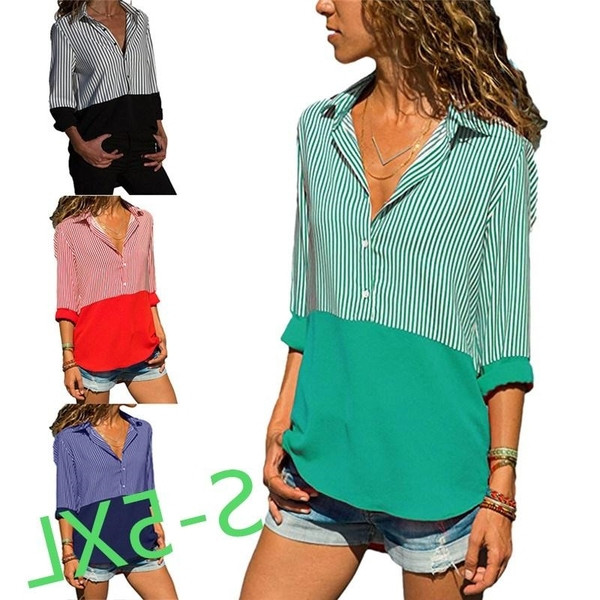 Női blúz több színben és felső részén csíkos plusz maxi méretekben