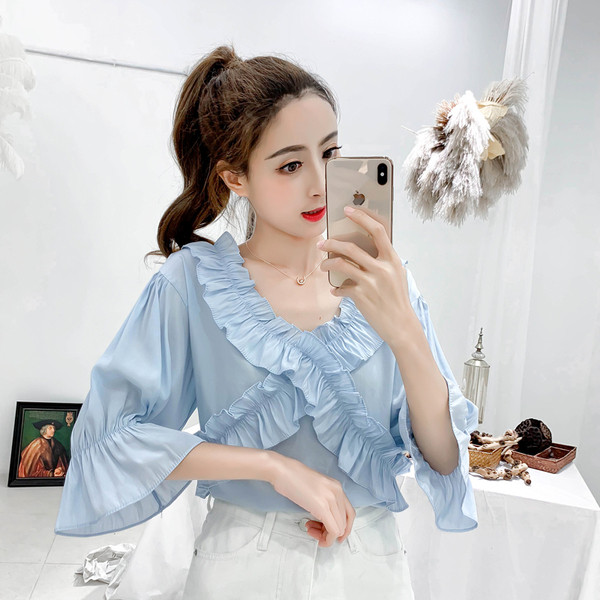 Modern női blúz V-nyakkal, három színben