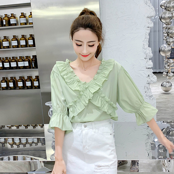 Modern női blúz V-nyakkal, három színben