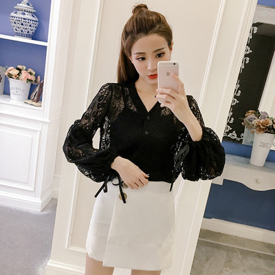 Modern női csipke ing fehér és fekete színben