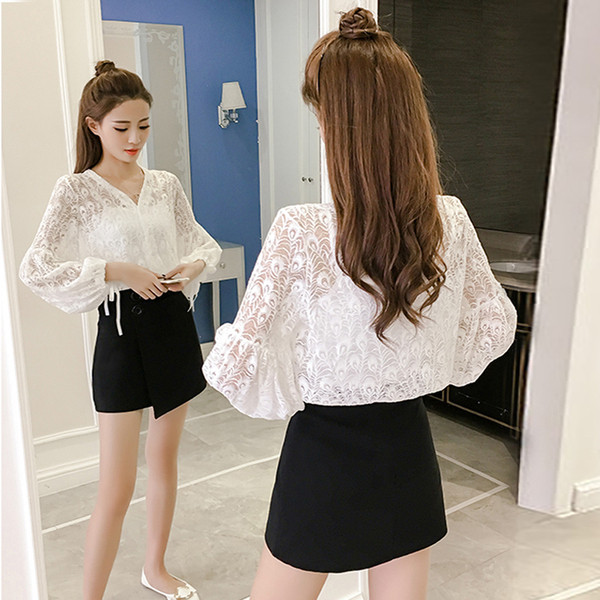 Modern női csipke ing fehér és fekete színben