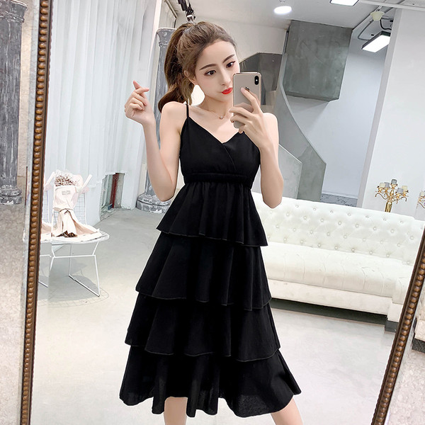 Modern női hosszú ruha V-nyakkal, fehér és fekete színben