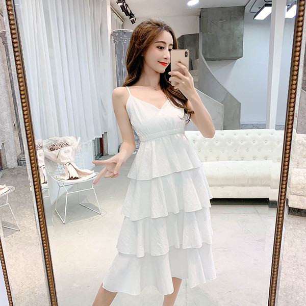 Modern női hosszú ruha V-nyakkal, fehér és fekete színben